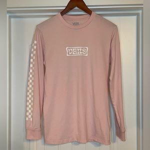 Men’s Vans Logo/Checkerboard LS Tee, Pink, Size Small